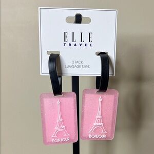 Elle | Glitter Pink Bonjour Luggage Tags